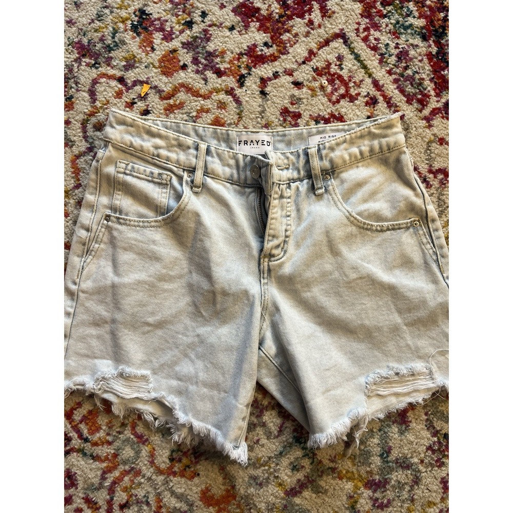 FRAYED Long Shorts Women's 25‎ Distressed Cut Offs High Rise NWOT